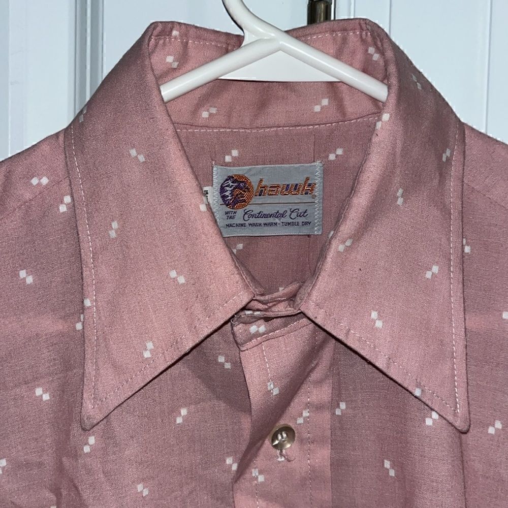 Vintage Hawk Continental Cut big collar disco dress 1970’s men’s retro shirt M